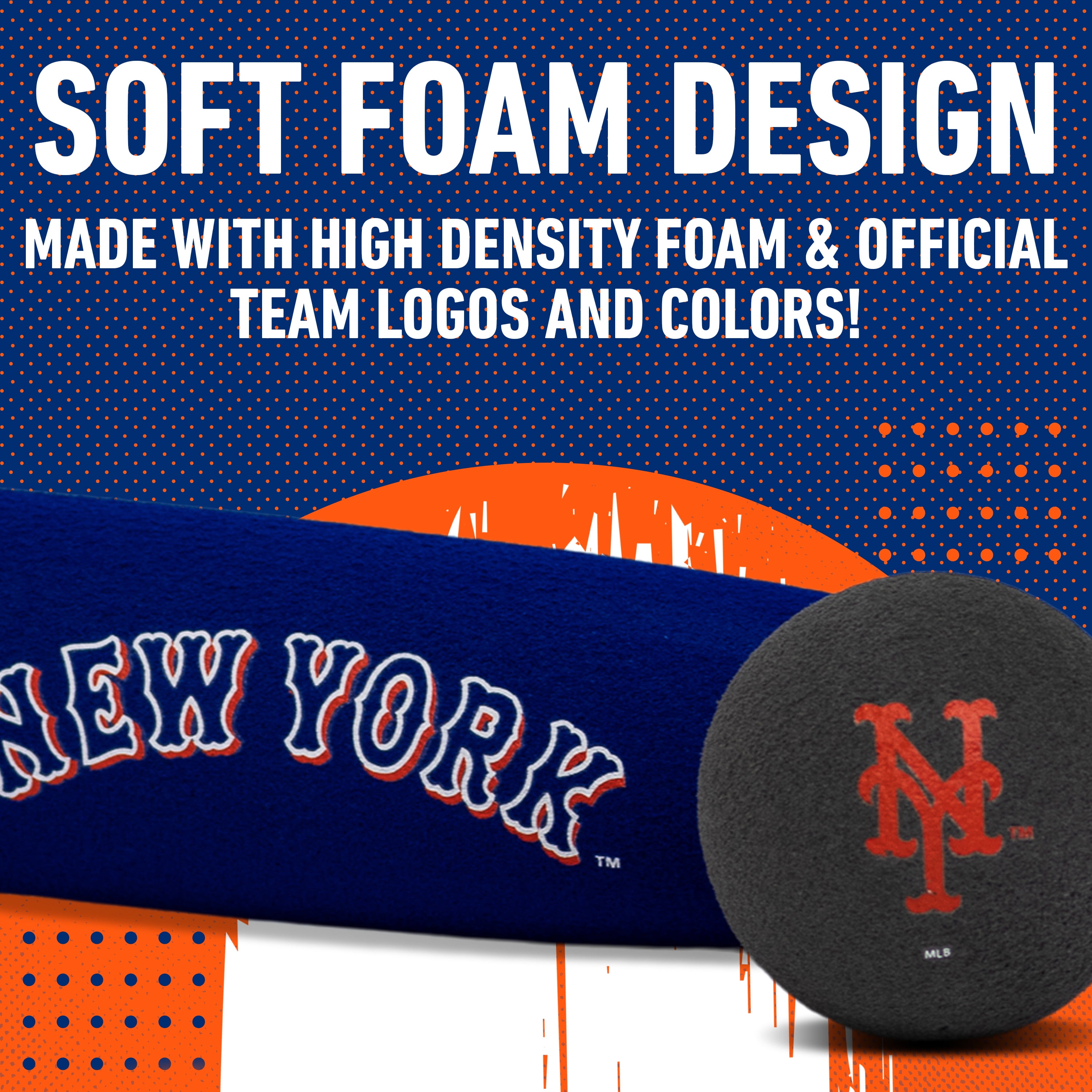 Franklin Sports MLB New York Mets Foam Bat + Ball Set, 21 in