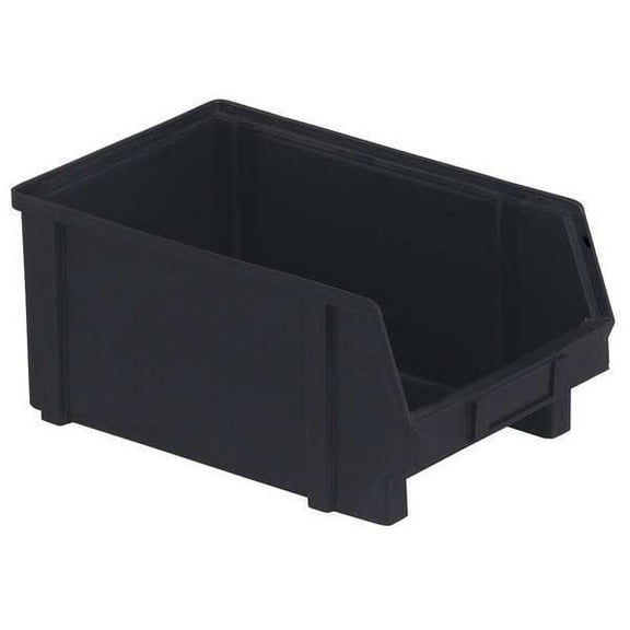 Hang & Stack Storage Bin, Plastic, Black, 6 in H, 8 1/8 in W, 12 7/8 in L