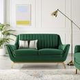thumbnail image 2 of Tufted Loveseat Sofa, Velvet, Green, Modern Contemporary Urban Design, Living Lounge Room Hotel Lobby Hospitality, 2 of 8