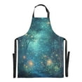 thumbnail image 6 of Yayeee Chief Kitchen Apron with Pockets for Cooking Water Resistant Unisex Adjustable Neck Strap, Magical Forest Glowing Lights, 6 of 7