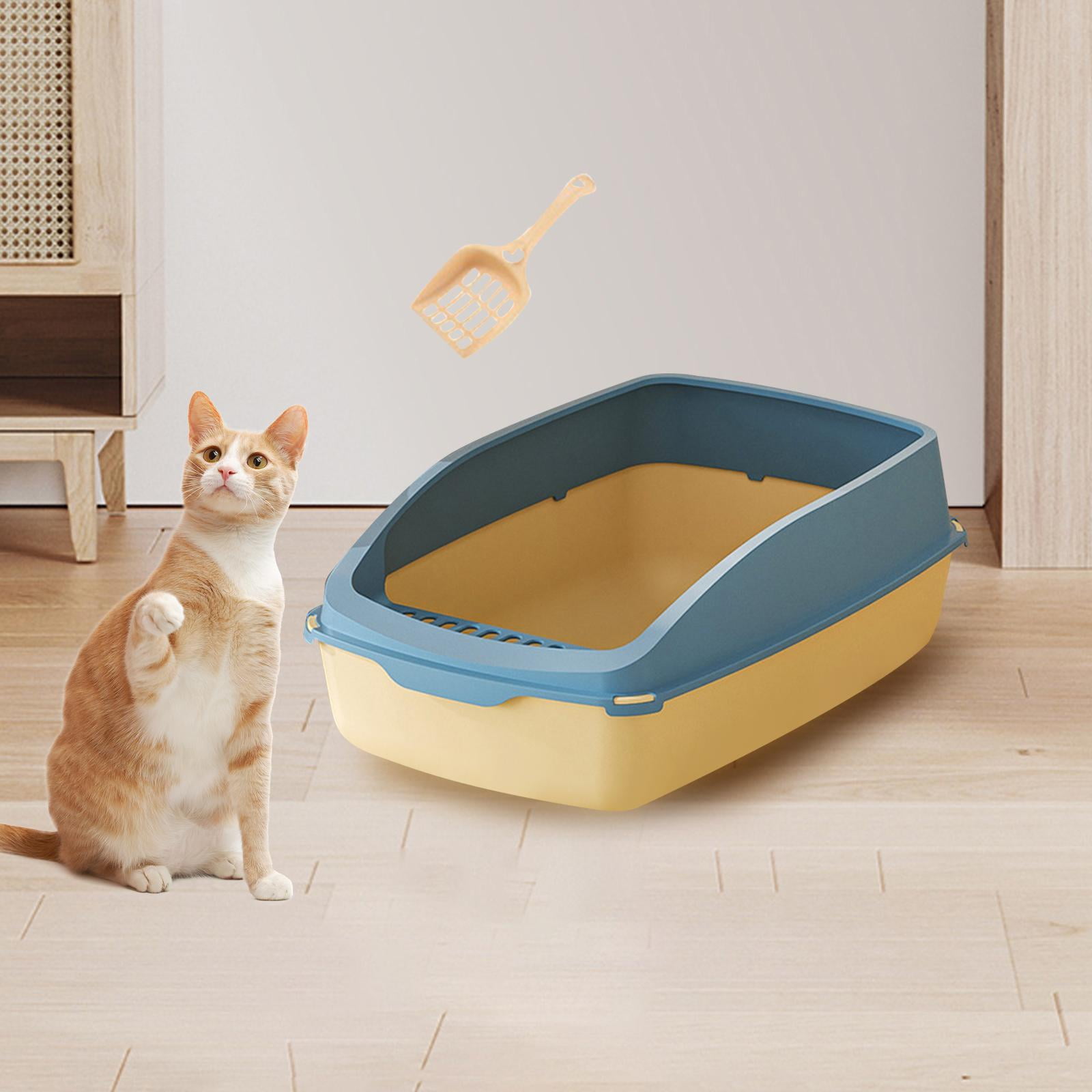 Gazechimp Cat Travel Anti ing Semi Closed Kitty Litter Pan Cat Toilet for yellow and blue