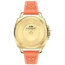 Coach Boyfriend 14504343 Gold Logo Dial Silicone Strap 34MM Women’s Watch