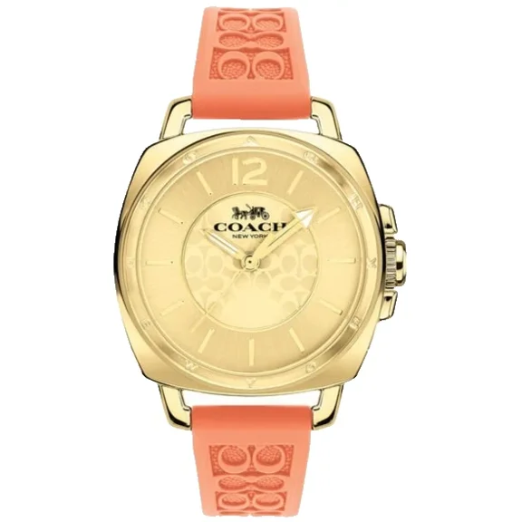 Coach Boyfriend 14504343 Gold Logo Dial Silicone Strap 34MM Women’s Watch