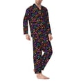 thumbnail image 2 of Naloa Colorful Pumpkin Faces Men’s Pajamas Set - Long Sleeve Button Down Sleep Shirt and Pajama Bottoms Sleepwear Set-X-Large, 2 of 7
