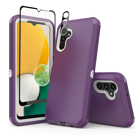 TASHHAR Samsung Galaxy A04S Case/A13 5G Case with Screen and Lens Protector Military Grade Heavy Duty Protection 3 in 1 Shockproof Armor Rugged Durable for Galaxy A04S/A13 5G Phone - Purple White