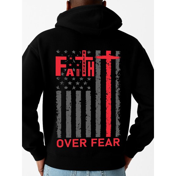 Faith Over Fear funny hoodies men's polyester black Daily and Weekend Wear elegant Casual Unisex Shirt Printed tshirts