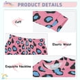 thumbnail image 4 of Pink Blue Leopard Pattern Cotton Pajamas 2 Piece Set Sleepwear Soft and Comfortable Homewear Nightwear, 4 of 7