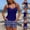 Navy, variant on Women's 2-Piece Swimsuit High-Waisted Full Coverage Strap V Neck Tops Cross Bikini Sets Summer Sleeveless Tankini Bathing Suit with Drawstring Bottom with Pockets Black XL