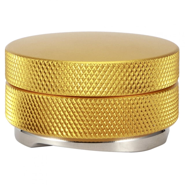 Distribuidor de café de acero inoxidable con altura ajustable, nivelador, 3 pendientes en ángulo, 58 mm, dorado