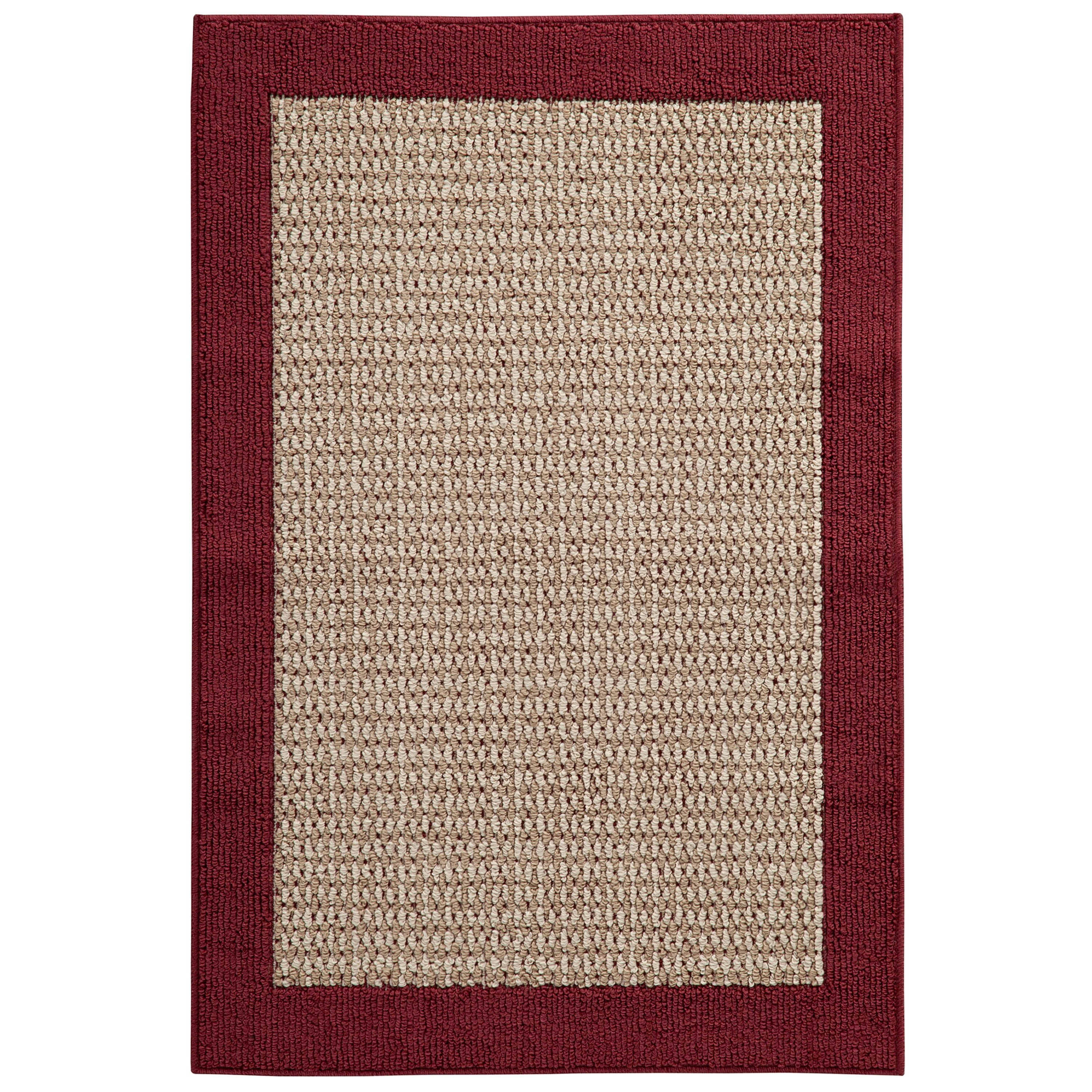 (2 pack) Mainstays Farmhouse Faux Sisal Olefin Red Border Indoor Accent Rug, 2'6" x 3'10"
