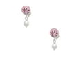 thumbnail image 2 of Delight Jewelry Silvertone 6mm Glass Imitation Pearl Bead Drop Pink Crystal Clip on Earrings, 2 of 5