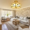 thumbnail image 6 of Miumaeov Vintage Ceiling Light Flush Mount Chandelier Stained Glass Pendant Lamp Fixture 110-220V, 6 of 17