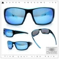 thumbnail image 2 of Mens Polarized Antiglare Biker Wrap Around Plastic Sport Sunglasses Black Blue - Blue Mirror, 2 of 8