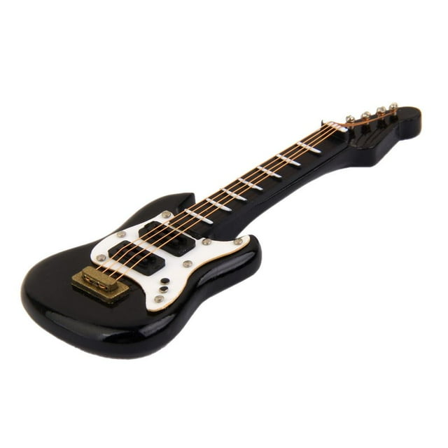 Guitarra acústica de madera en miniatura a escala 1/12 para sala de música de casa de muñecas o instrumento musical.