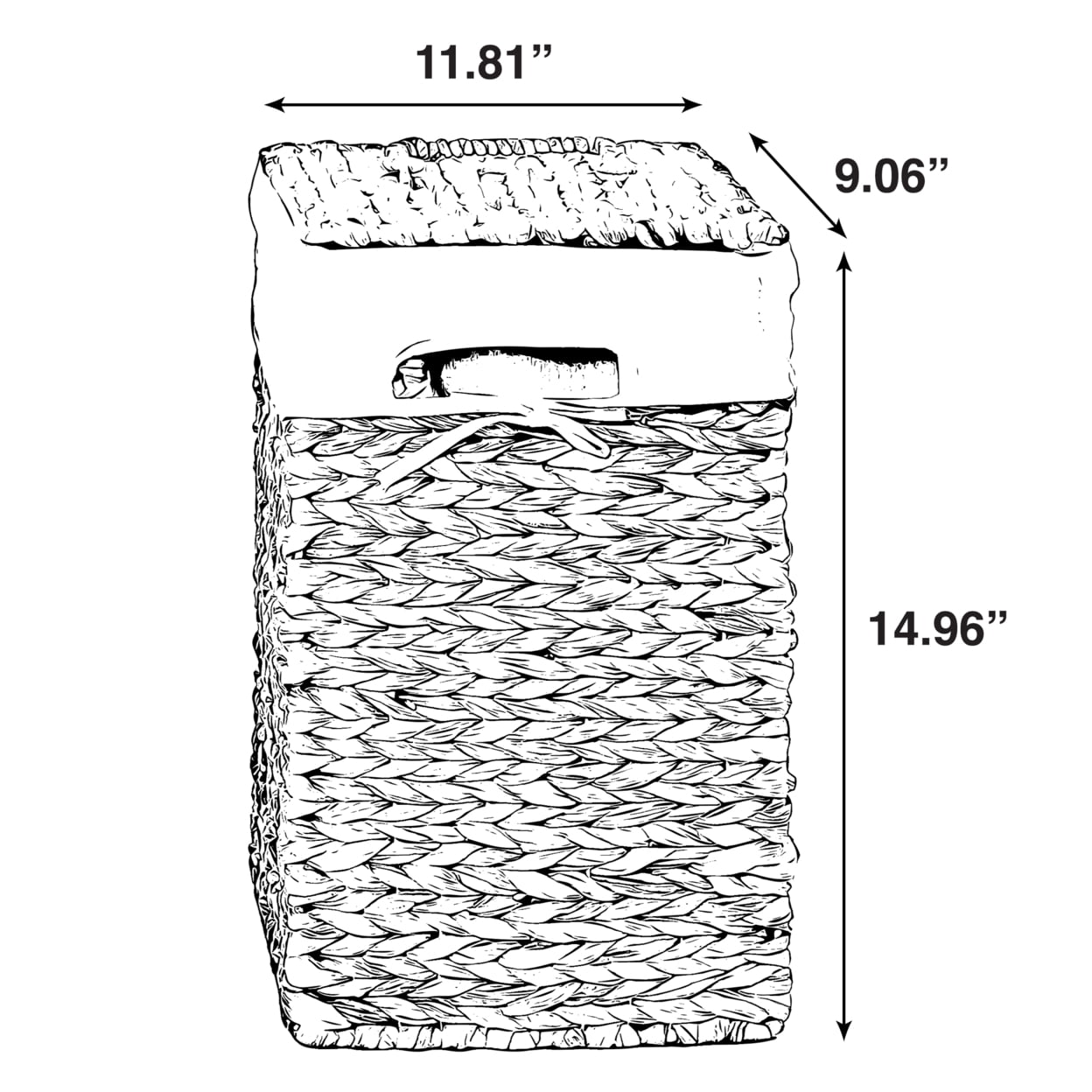 Handmade Rectangular Water Hyacinth Wicker Laundry Hamper with Lid Natural