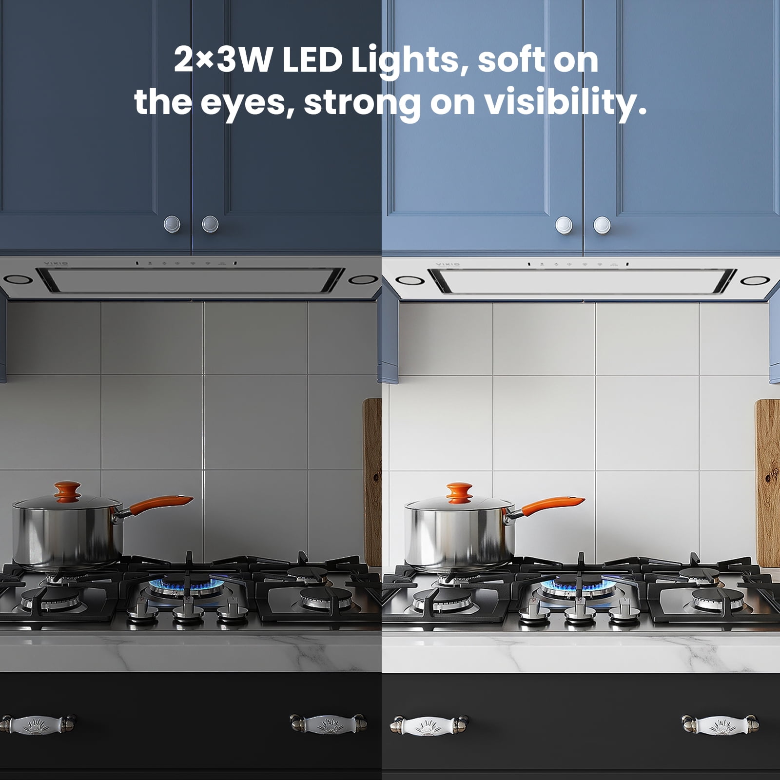 VIKIO 36 inch Insert Range Hood 900CFM, Convertible Ducted to Ductless Exhaust Fan, Carbon Filter, Touch Panel, Stainless Steel