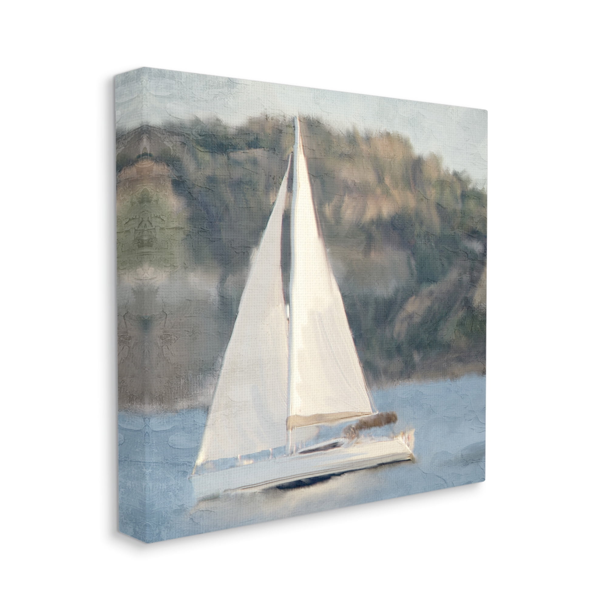 Stupell Industries Nautical Sailboat Rocky Mountain Cliffs Graphic Art Gallery Wrapped Canvas Print Wall Art, Design by Kim Allen