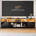thumbnail image 6 of Aphthongs 90" LED TV Stand with Power Outlet for 100/90/85 Inch TVs, High Glossy Modern Entertainment Center TV Media Console Gaming with 2 Storage Cabinets for Living Room, Bedroom, 6 of 8