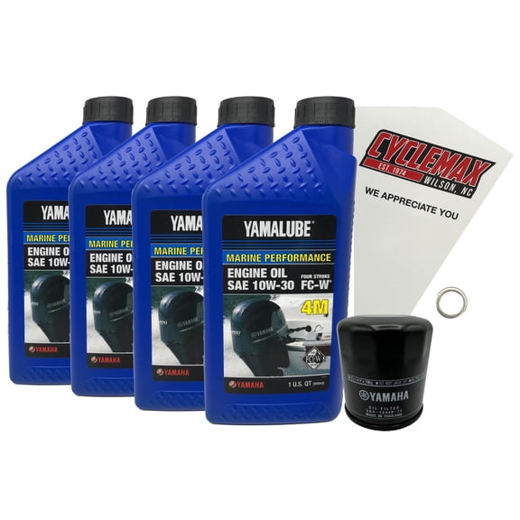 Cyclemax Yamalube 10W30 Marine Oil Change Kit fits 2014-2024 Yamaha F115B Engine