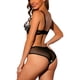 thumbnail image 3 of Conjunto de lencería push up para mujer INSPIRE CHIC con tirantes ajustables, borde de encaje floral, sujetadores y bragas B 36 negro floral, 3 of 4