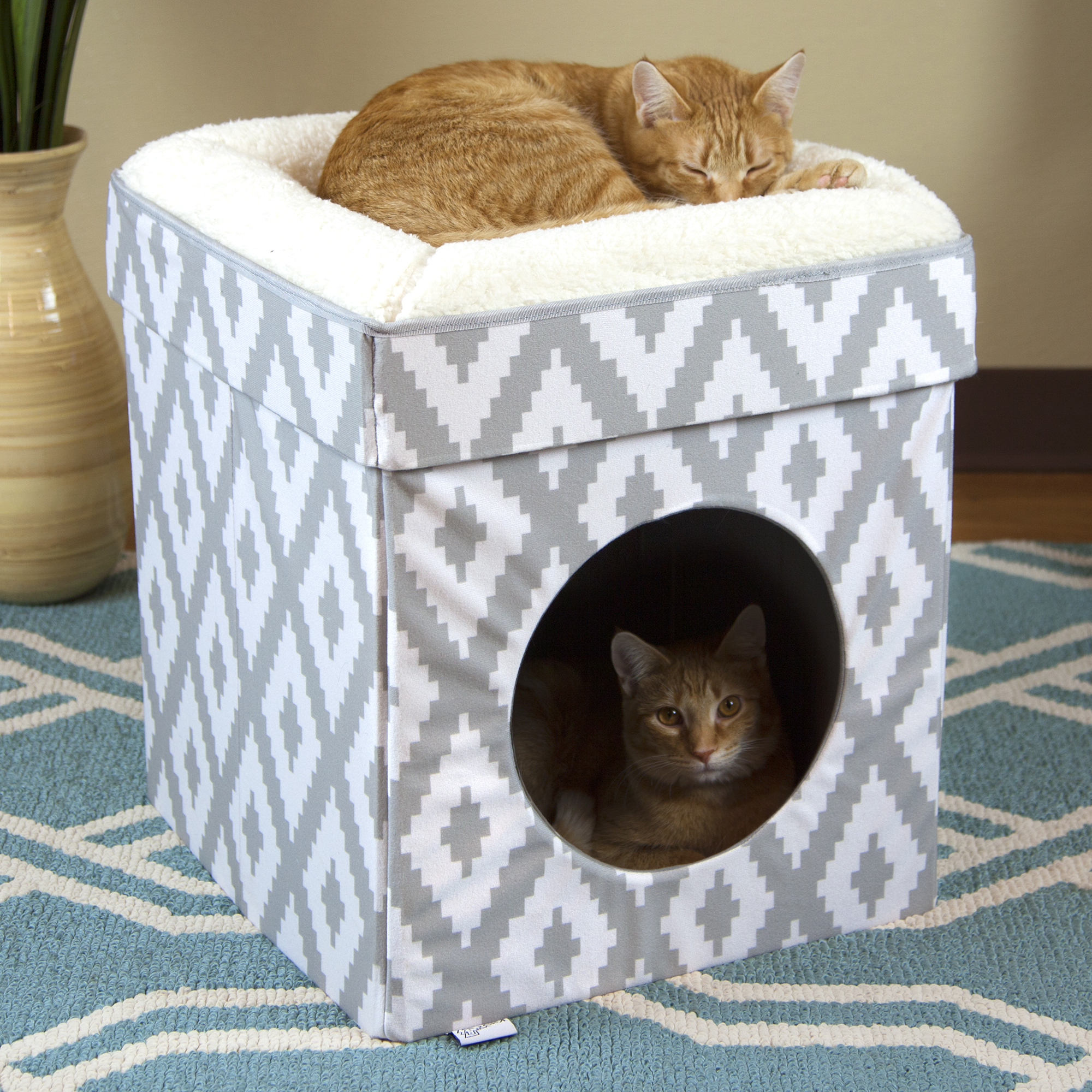 Kitty City Large Cat Bed Cube, Stackable, Gray, 19" photo 5