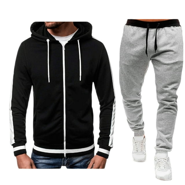sageysalite Sweatsuits Sets for Men Long Sleeve Full Zip up Hooded Drawstring Casual Running Jogger Workout 2 Piece Tracksuits Sets