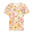 thumbnail image 5 of Charella Floral Printed Shirts for Women Crew Neck Short Sleeve Blouses Summer Casual Tops Loose Fit Basic Tees (L, Orange), 5 of 5