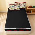 thumbnail image 4 of Erosebridal Cartoon Race Car Zipper Full Size Comforter Sets with Fitted Sheet and 2 Pillowcases, Colorful Zipper Bedding Set, Yellow Border, Black Reversible, 4 of 7