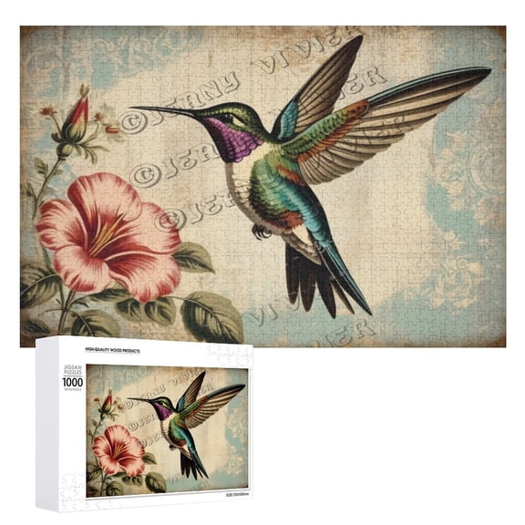 Hummingbird Themed - 1000 Piece Jigsaw Puzzle For Adults - Challenging Puzzle Perfect for Game Nights - 1000 Piece Finished Size Is 21.25 x 15.00