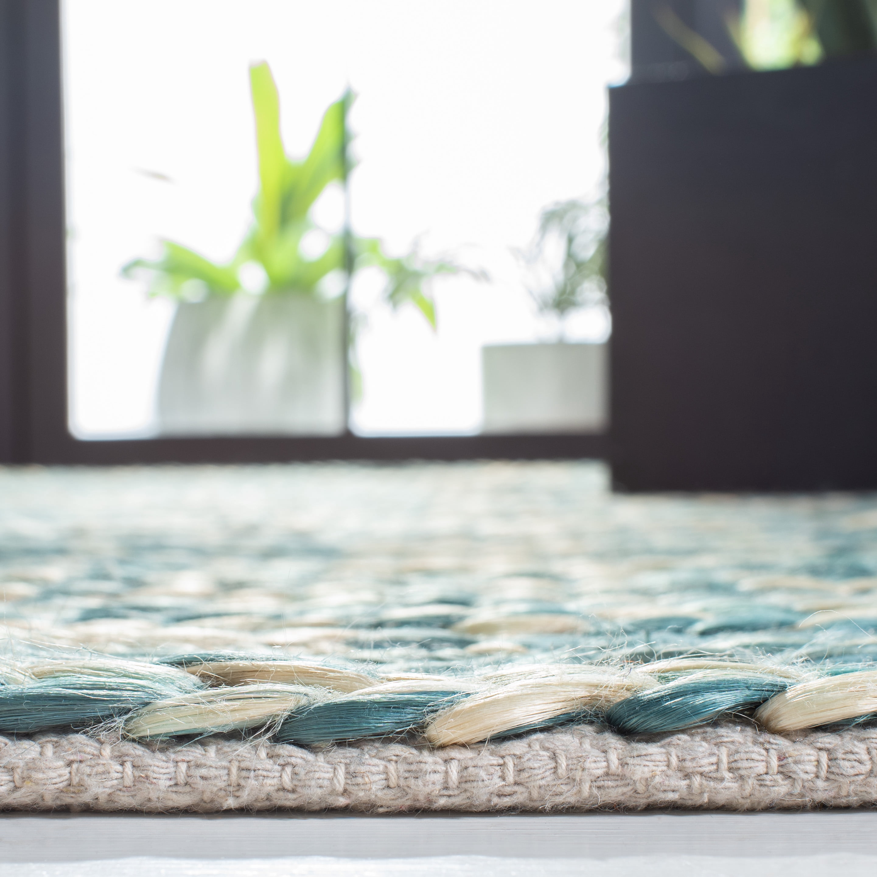 SAFAVIEH Natural Fiber Kaeden Abstract Runner Rug, Dark Green/Natural, 2'3" x 8'