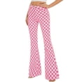 thumbnail image 3 of Bell Bottom Jeans for Women High Waisted Stretch Plaid Flare Jeans Denim Bootcut Pants(Pink Checkered,0), 3 of 7