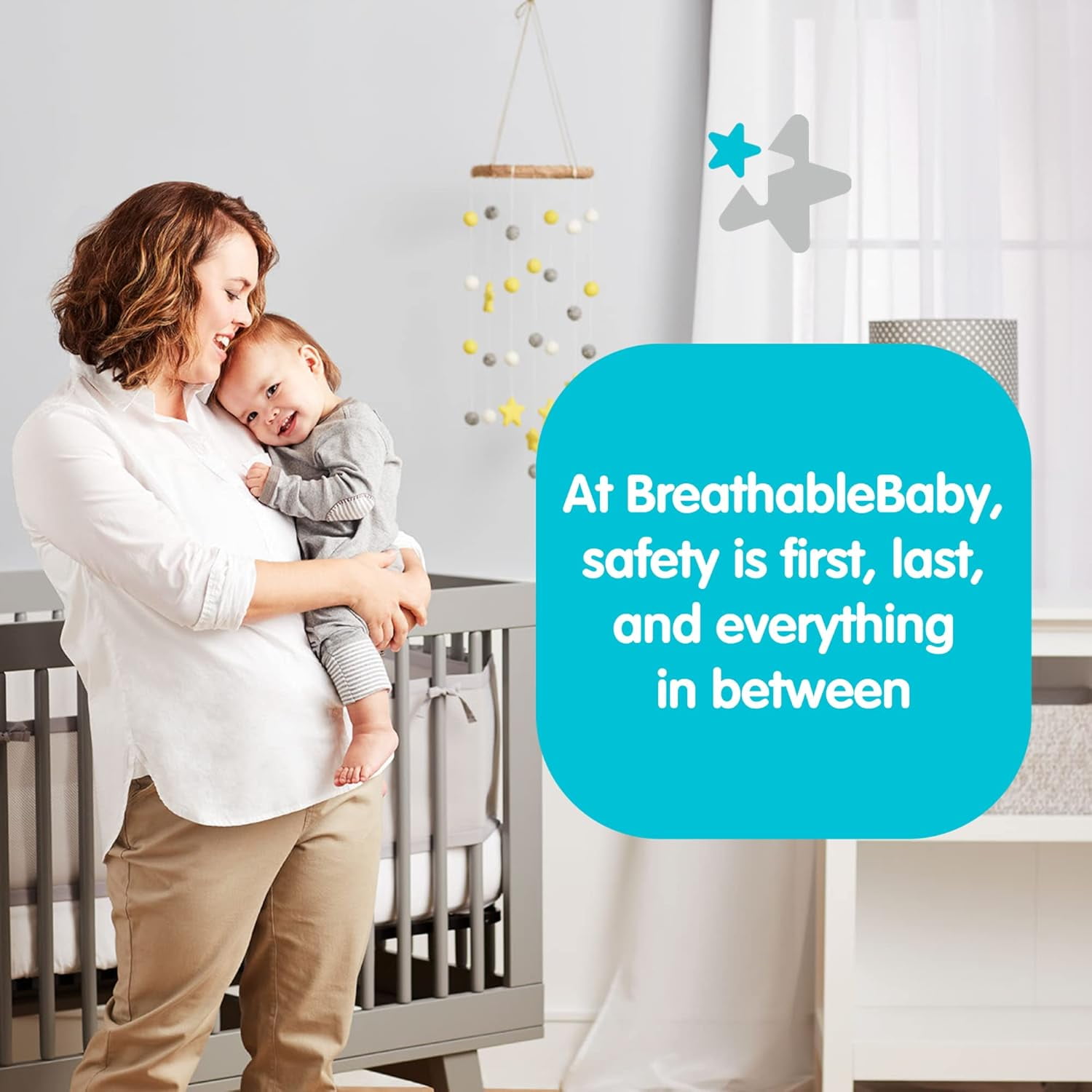 BreathableBaby AirflowBaby Mesh Crib Liner, 11", Anti-Bumper, Non-Padded - Gray