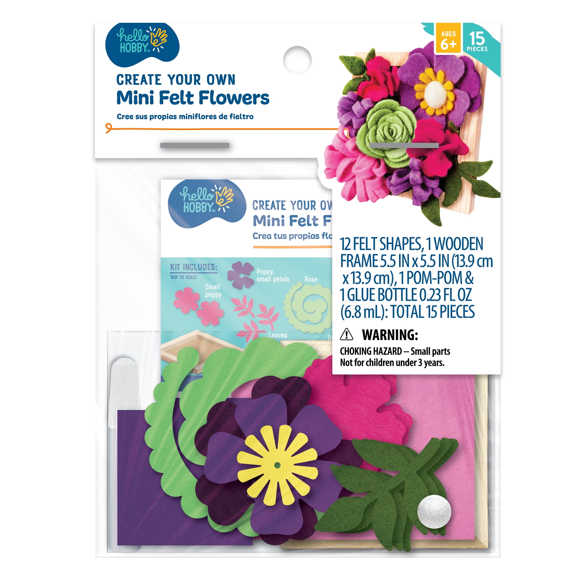 (2 pack) Hello Hobby Create Your Own Mini Felt Flowers, Child Craft Kit