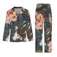 thumbnail image 3 of PoBuds Women's Long Sleeve Flannel Pajama Set Sleepwear Koi Fish Vintage Lotus S, 3 of 5
