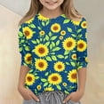 thumbnail image 2 of Cute Shirts for Girls Size 10-12 Summer 3/4 Sleeve Daisy Printed Tee Shirts Trendy Loose Comdy Girls Clothes Crew Neck Shirts Dark Blue 3-4 Years, 2 of 5