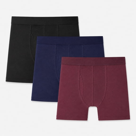 FreeYoka Men's Boxer Briefs, 3‑Pack Viscose Derived from Bamboo Soft Stretch Moisture‑Wicking Daily Wear Underwear