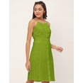 thumbnail image 3 of Moomaya Solid Buttoned Dress, Sleeveless Spaghetti Strap Dress With Side Slit, 3 of 9