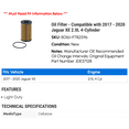 thumbnail image 2 of Oil Filter - Compatible with 2017 - 2020 Jaguar XE 2.0L 4-Cylinder 2018 2019, 2 of 2