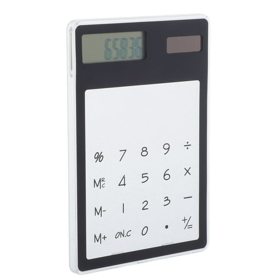 FUEENIRVA Compact Black Solar Calculator for Math 8 Digit Display Touch Panel Portable