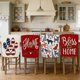 thumbnail image 1 of YiJuHui Independence Day Chair Covers Set of 4, Patriotic Chair Back Covers for Dining Room, Kitchen, Party Decor, Memorial Day 4th of July Decorations, Chair Slipcovers for Home Holiday Party, 1 of 6