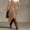 thumbnail image 6 of Aellinatey Fringe Detail Elegant Skirt Women High Waist Knee Length With Asymmetrically Hems, 6 of 8