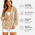 thumbnail image 2 of Wrongduck Women's Velvet Cardigan Jacket Lightweight Button Front Long Sleeve Casual Sweater Coat with Pockets Spring Fall Layering Top, 2 of 7