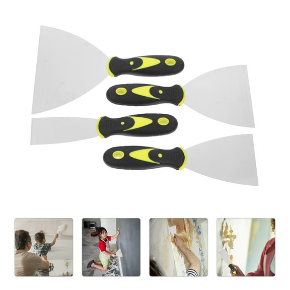 BESTYASH 4-Piece Stainless Steel Drywall Scraper Set with Flexible Blades, Multi-Purpose Taping Knives for Wall Repair and Painting