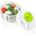 thumbnail image 3 of Professional Salad Spinner, Large Capacity Salad Servers (5L), Easy and Fast Spinning, Space Saving, Usable as Salad Bowl or Colander, White and Green(22.5cm*15cm), 3 of 5