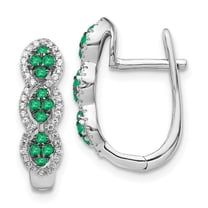 Primal Gold 14 Karat White Gold Diamond and Emerald Earrings