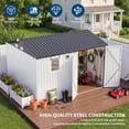 thumbnail image 4 of Garvee 10 x 8 FT Outdoor Storage Shed with Pushable Window, LED Light & Pegboard, Metal Garden Shed with Sloped Roof, Air Vent & Lockable Doors, White, 4 of 8