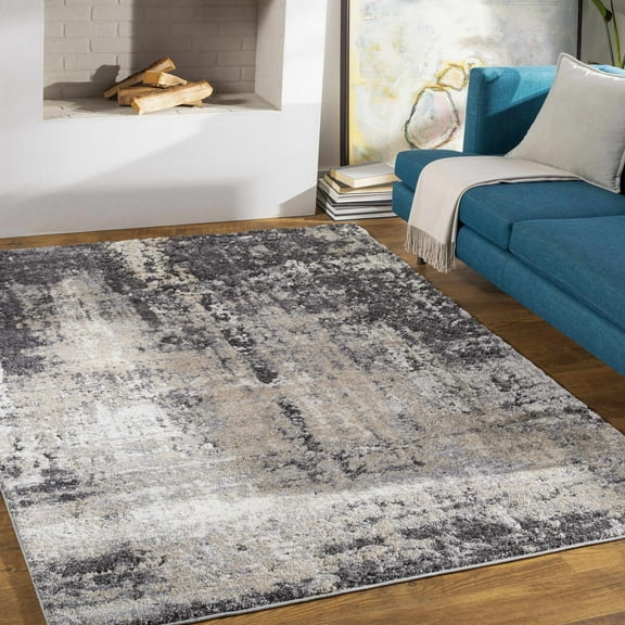 Hauteloom Witchford Living Room, Bedroom Area Rug - Modern - High Pile - Black, Gray - 9' x 12'1"