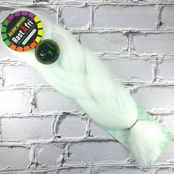 48" Glow in the Dark Braid Kanekalon Crochet Hair White Cotton Candy by RastAfri