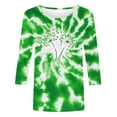 thumbnail image 3 of mihongmao Saint Patrick's Graphic T Shirt Women 3/4 Sleeve Round Neck Casual Printed Pullover T-shirt Green 4X, 3 of 4