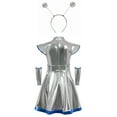 thumbnail image 4 of HCNTES Girls Alien Halloween Space Man Dress Up Metallic Dress With Arm Sleeves Alien Hair Hoop Set(7-8 Years,S28-Blue), 4 of 5